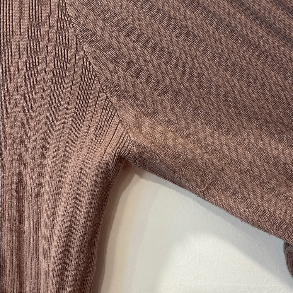 Brown Ribbed Long Sleeve Top - Picture 3 of 12